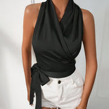 Florentia - Elegante Top Sem Mangas com Decote Halter e Cinto