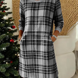 Helena - Vestido Xadrez com Mangas Longas