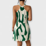 Nysaa - Vestido Halter Feminino com Estampa Elegante e Corte A