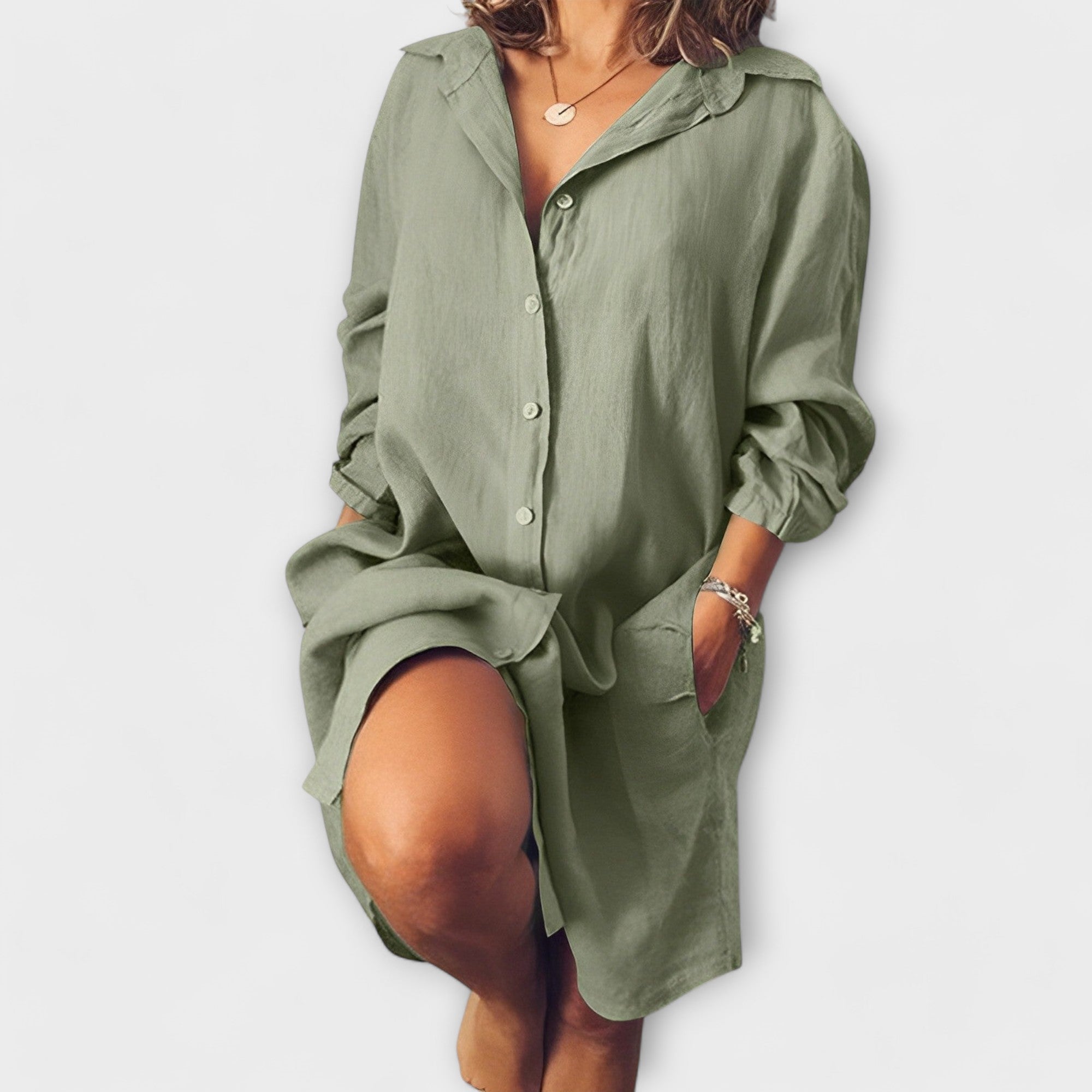 Blusa de linho casual para uso diário