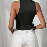 Florentia - Elegante Top Sem Mangas com Decote Halter e Cinto