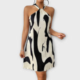 Nysaa - Vestido Halter Feminino com Estampa Elegante e Corte A