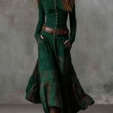 Helena - Vestido maxi de camurça com cinto