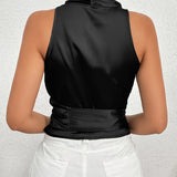 Florentia - Elegante Top Sem Mangas com Decote Halter e Cinto