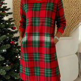 Helena - Vestido Xadrez com Mangas Longas