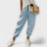 Calça de linho moderna e casual