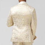 Casaco de Lapela Jacquard em Glitter Champagne 2 Peças para Homens com Cinto