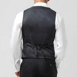 Fatos Slim Fit Masculinos em 3 Peças com Lapela Preta