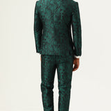 Fatos Masculinos de 2 Peças em Jacquard Verde com Dois Botões