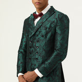 Fatos Masculinos de 2 Peças em Jacquard Verde com Dois Botões