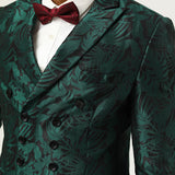 Fatos Masculinos de 2 Peças em Jacquard Verde com Dois Botões