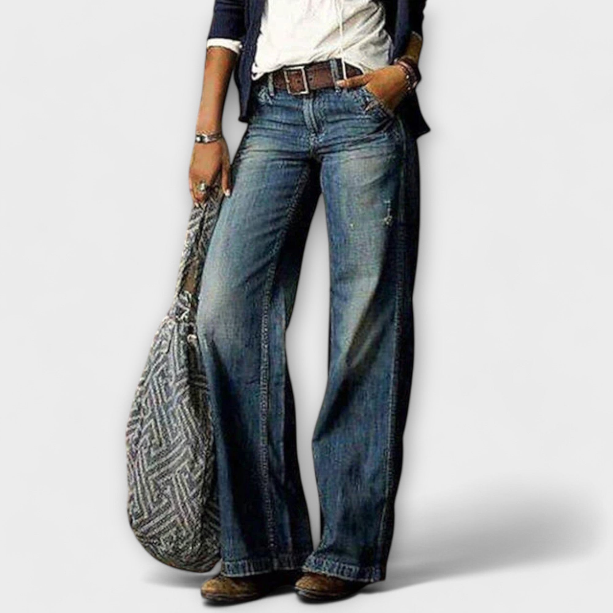 Calça jeans com pernas largas