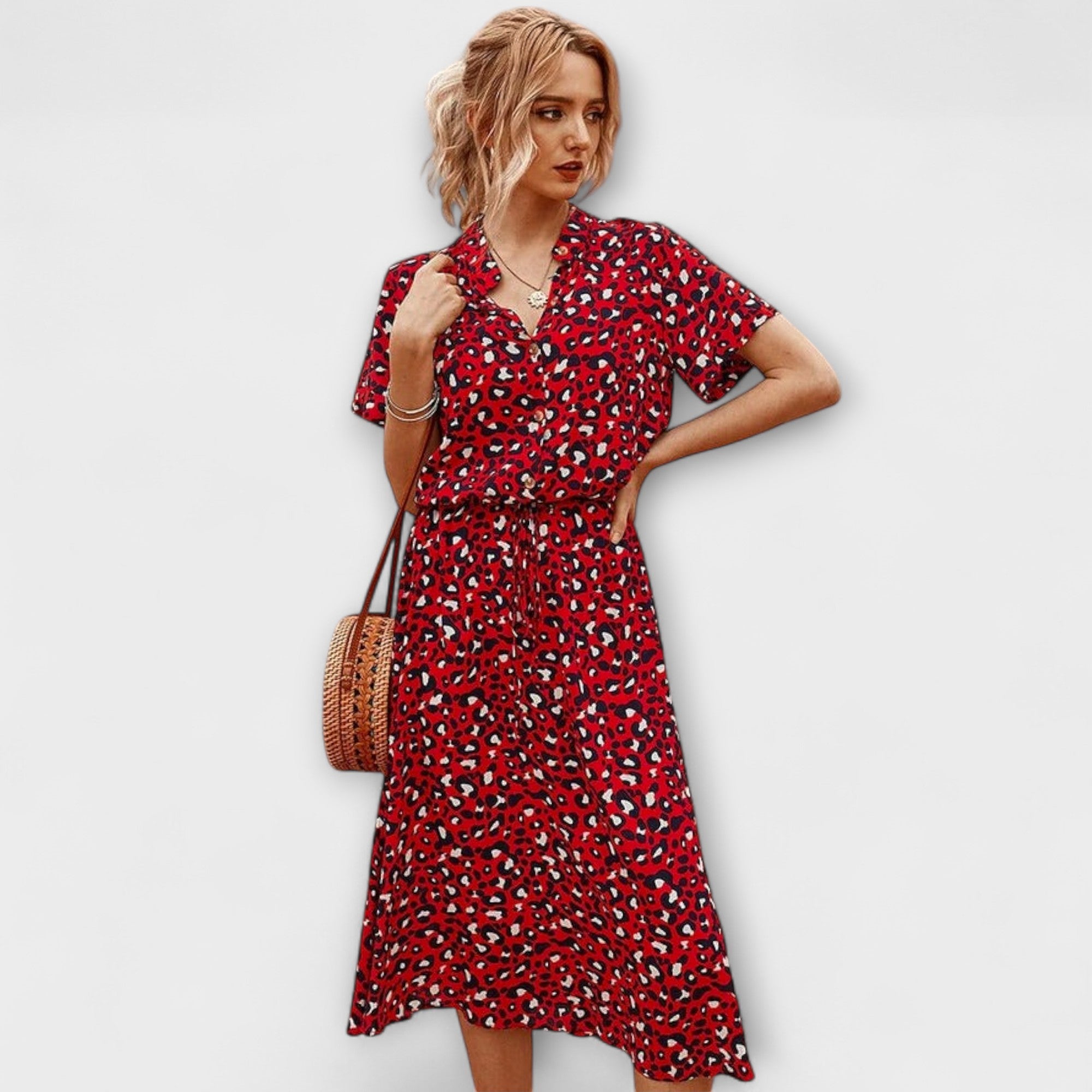 Florine - Vestido Midi com Corte Elegante
