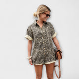 Nonette - Macacão de camisa com estampa de onça
