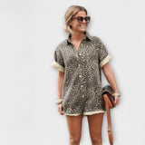 Nonette - Macacão de camisa com estampa de onça