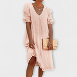 Vestido de verão elegante com detalhes de crochê