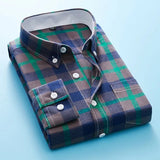 Camisa de Botão de Manga Longa Tartan para Homens
