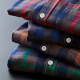 Camisa de Botão de Manga Longa Tartan para Homens