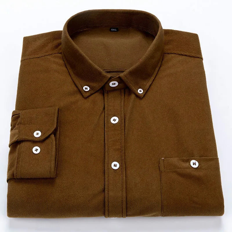 Camisa de Botão em Veludo Cotelê Andrea Boscoli