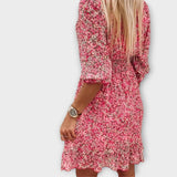 Vestido com Mangas Bufantes Floridas para Mulheres