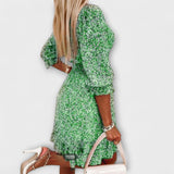 Vestido com Mangas Bufantes Floridas para Mulheres
