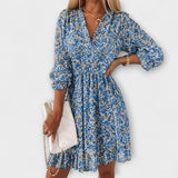 Vestido com Mangas Bufantes Floridas para Mulheres