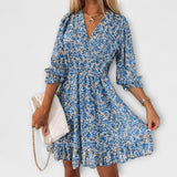 Vestido com Mangas Bufantes Floridas para Mulheres