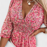 Vestido com Mangas Bufantes Floridas para Mulheres