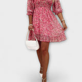 Vestido com Mangas Bufantes Floridas para Mulheres