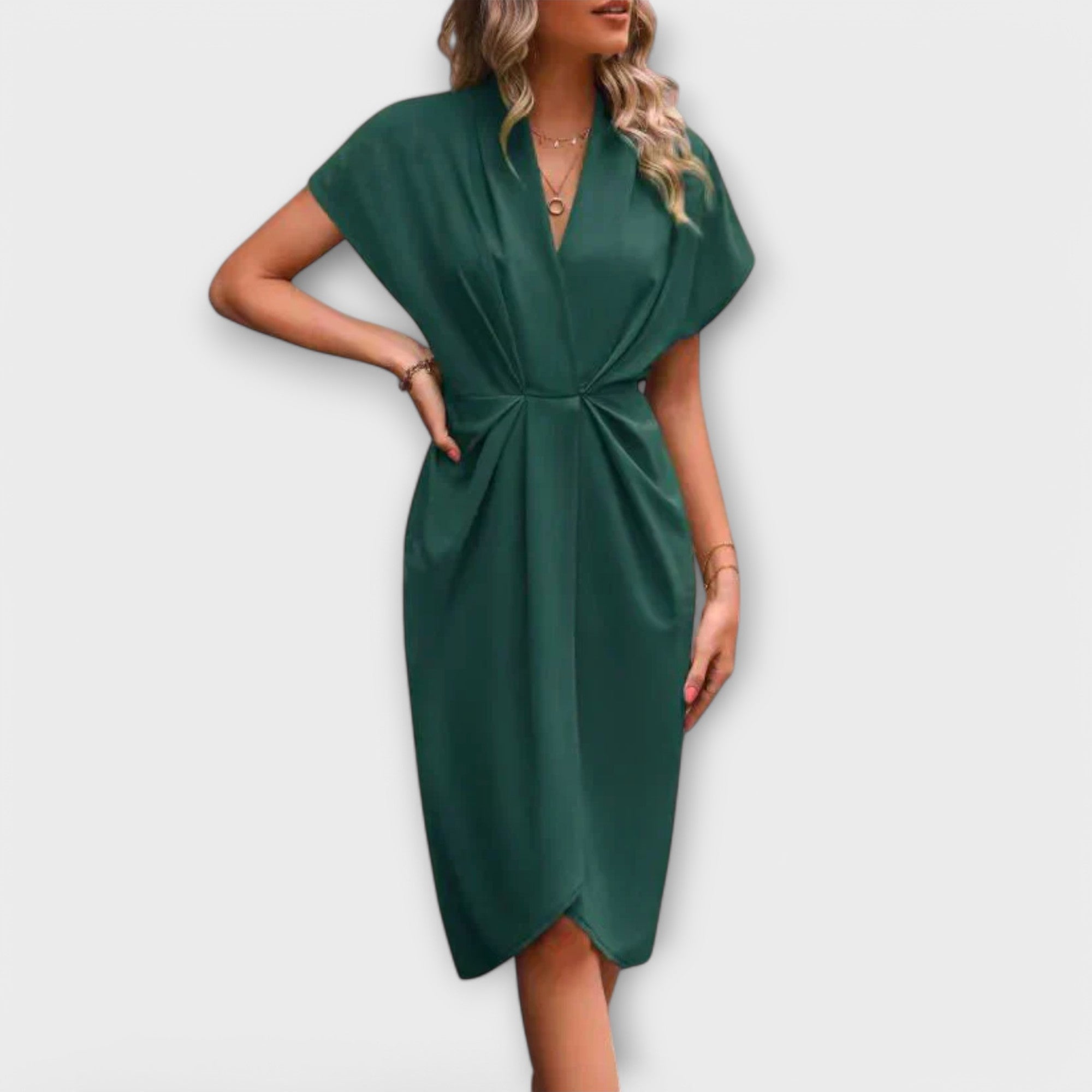 Serena - Vestido Midi Preto Envelope