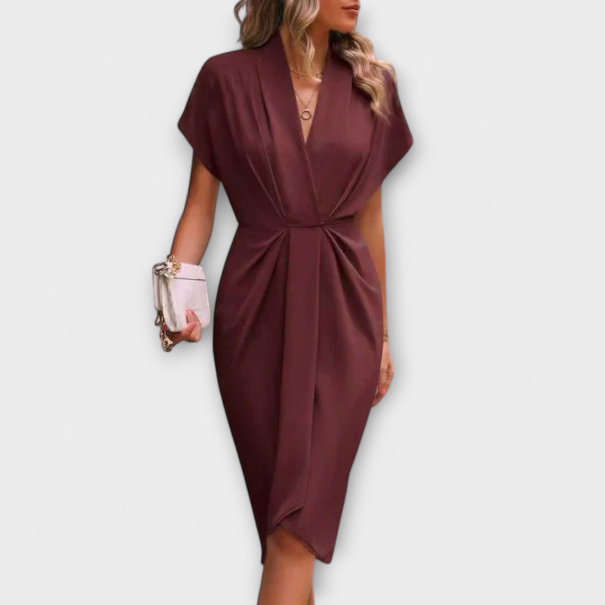 Serena - Vestido Midi Preto Envelope