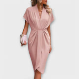 Serena - Vestido Midi Preto Envelope