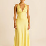 Fabiola - Vestido Maxi Elegante Com Decote Em V E Sem Mangas
