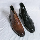 Botas Brogue de Couro Genuíno Giovanni Santi
