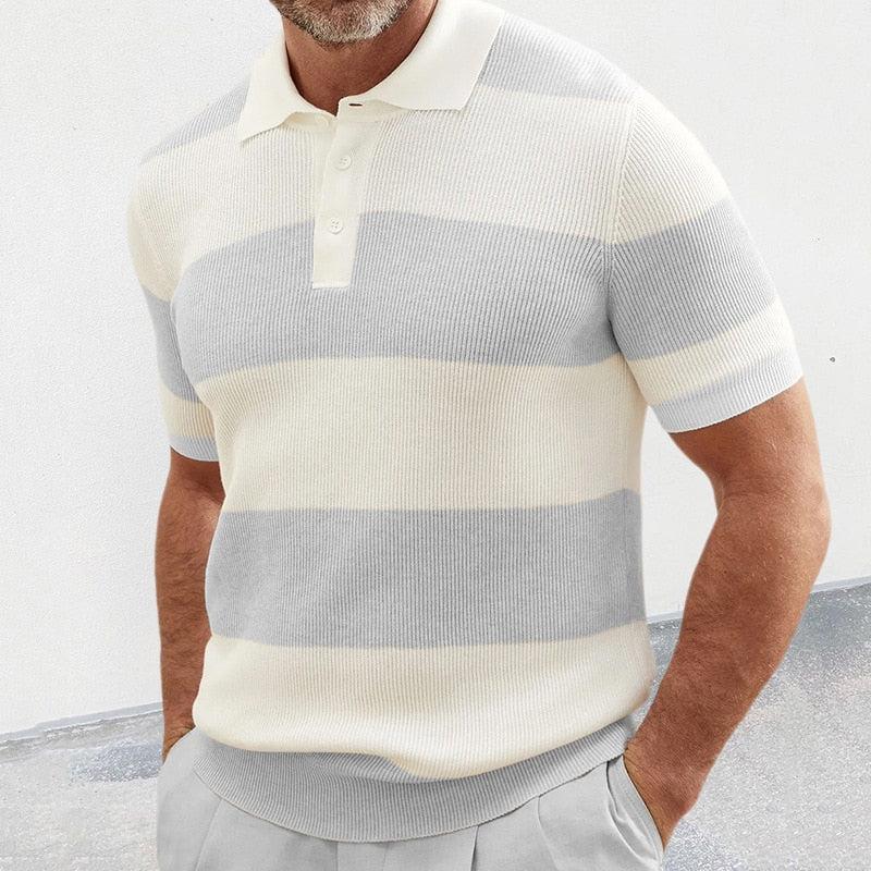 Polo estilo tricotado às Riscas  Italia