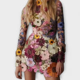 Vestido com padrão de flores 3D