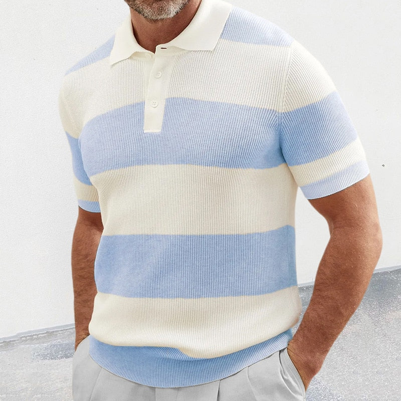 Polo estilo tricotado às Riscas  Italia