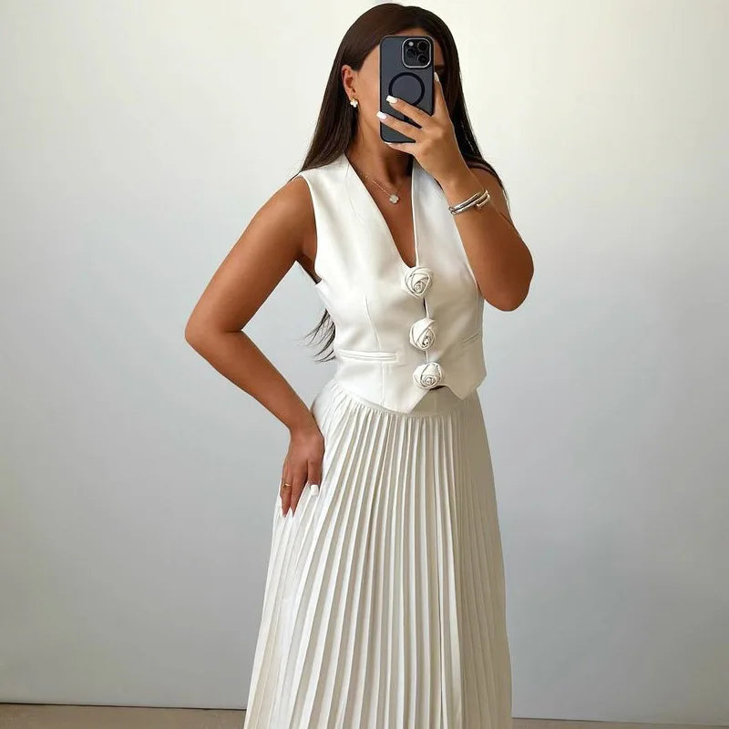 Beyza - Conjunto Elegante De Duas Peças Sem Mangas