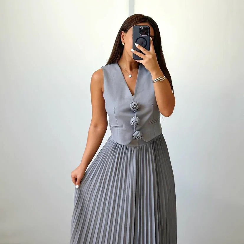 Beyza - Conjunto Elegante De Duas Peças Sem Mangas