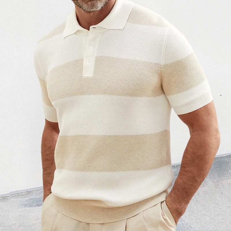 Polo estilo tricotado às Riscas  Italia