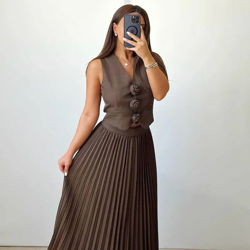Beyza - Conjunto Elegante De Duas Peças Sem Mangas