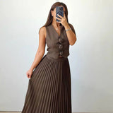 Beyza - Conjunto Elegante De Duas Peças Sem Mangas