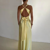 Fabiola - Vestido Maxi Elegante Com Decote Em V E Sem Mangas