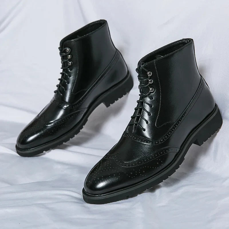 Botas Brogue de Couro Genuíno Giovanni Santi