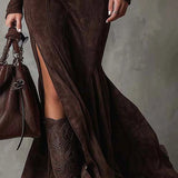 Liora | Vestido longo de camurça