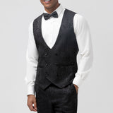 Fato Masculino em Jacquard Azul Escuro com Lapela de Pico em 3 Peças
