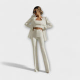 Conjunto Estiloso de 3 Peças (Blazer, Top, Calça)
