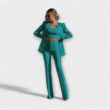 Conjunto Estiloso de 3 Peças (Blazer, Top, Calça)