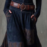 Helena - Vestido maxi de camurça com cinto