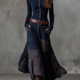 Helena - Vestido maxi de camurça com cinto